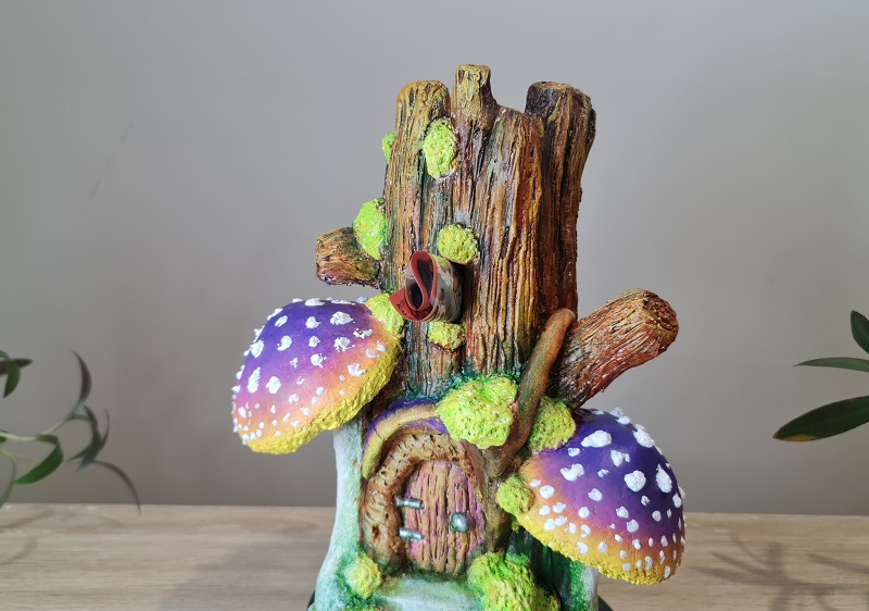 tree stump mushrooms fairy house diy-1