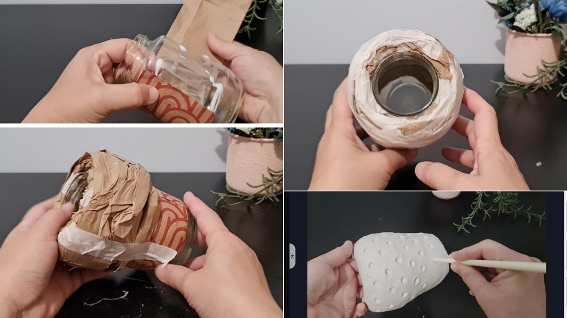strawberry-shape jar using waste - step 1