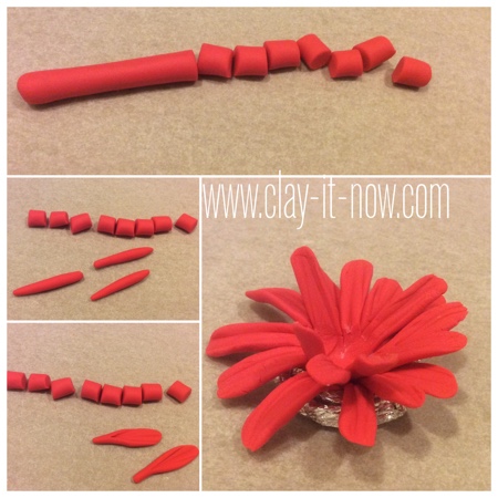 gerbera daisy clay ring - how to make gerbera daisy clay - step 2 Gerbera Daisy Clay Ring: Tutorial Using 3 Types of Clay