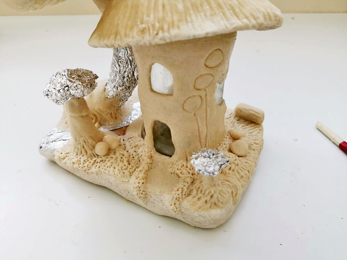 blue mushroom fairy house jar idea