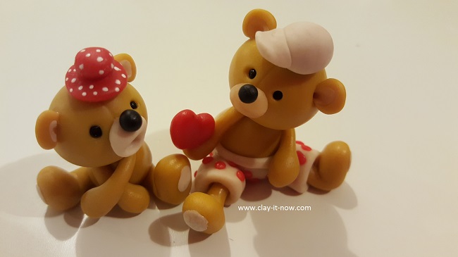 bear with love -cute bear figurine tutorial with homemade clay- bear couple-cake topper