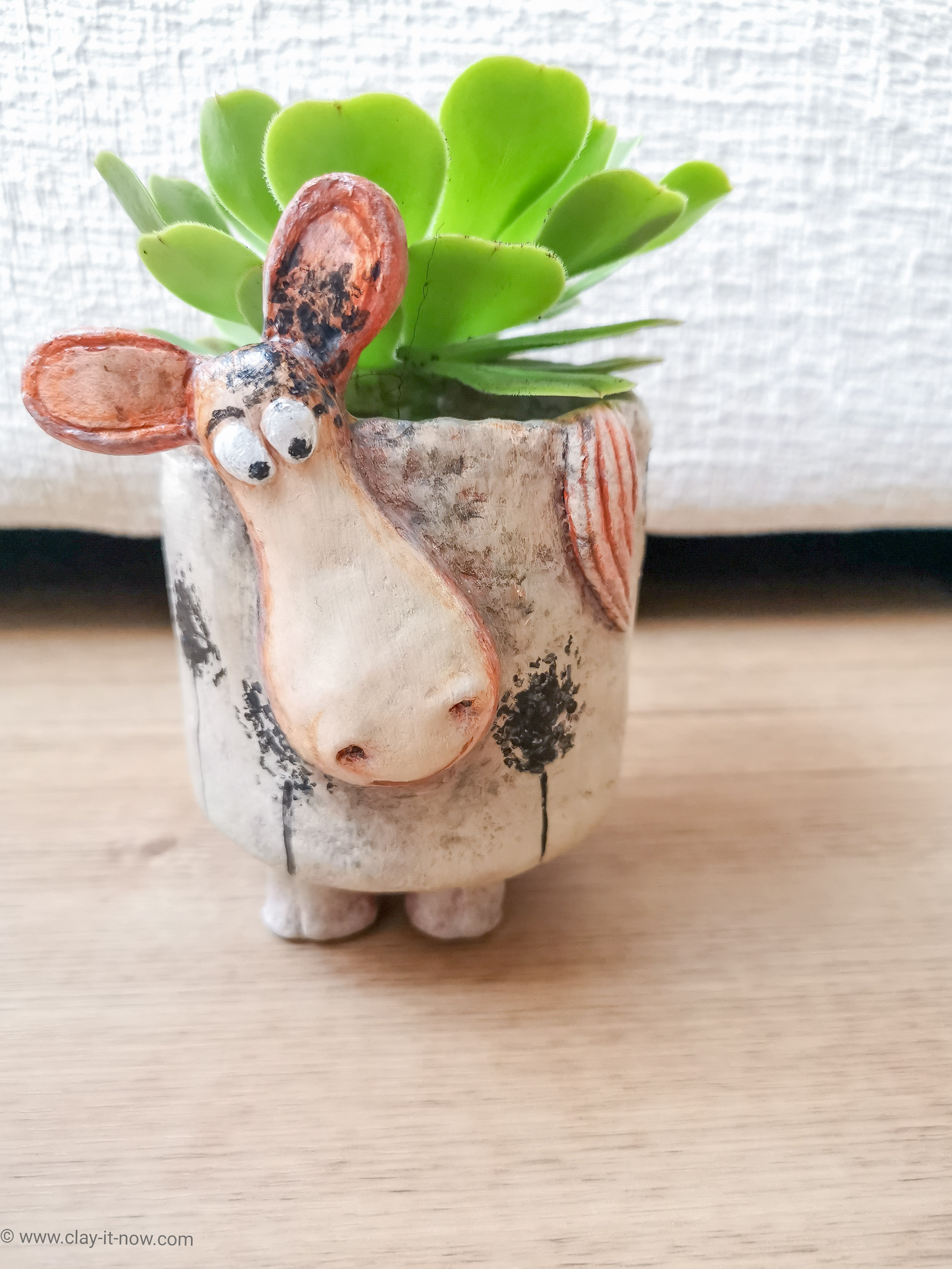 donkey planter jar and air dry clay - copycat pottery