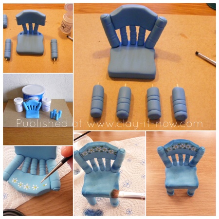 Miniature vintage chair in cold porcelain or gum paste - step by step guide