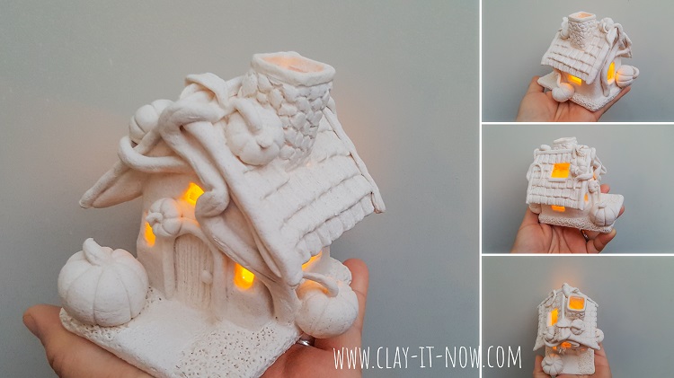 DIY pumpkin cottage house-white-clayitnow