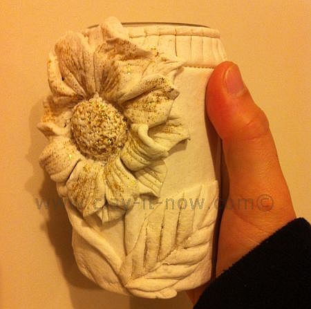 sunflowerclay, sunfloweronrecycledjambottle, handcraftedsunflower, sunflowerforkids