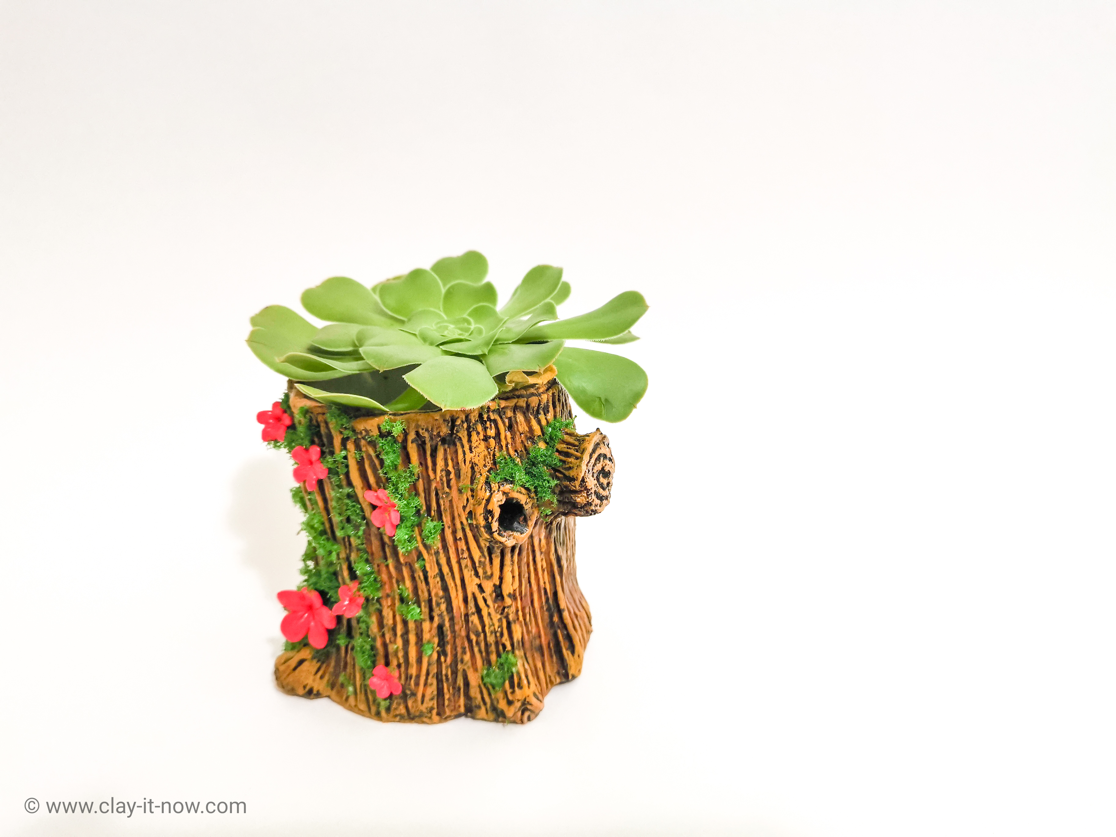 how to make tree trunk clay for planter? - tutorial by clayitnow