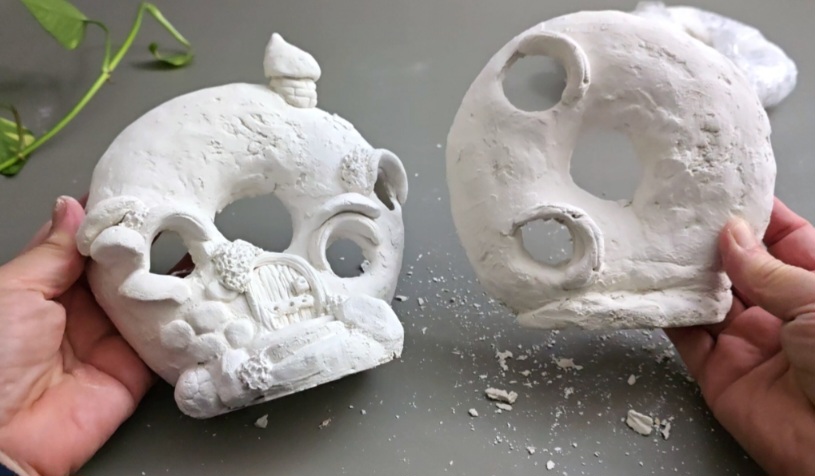 donut-fairy-house-clay-sculpting