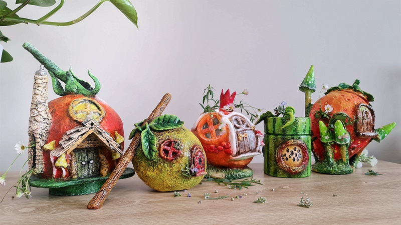 Fruits fairy house diy idea - clayitnow