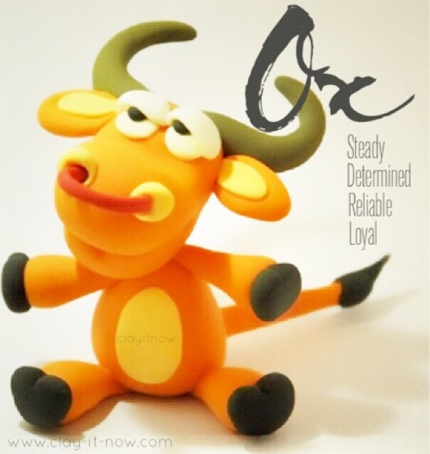 OX figurine - 12 animals in Chinese Zodiac, ox clay