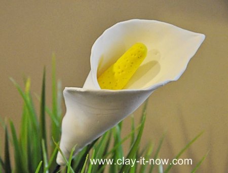 calla lily clay, white calla lily with yellow stamen