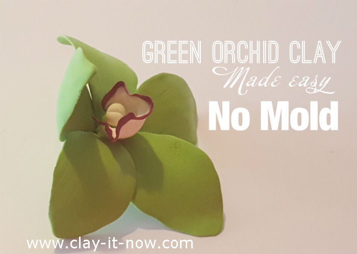 clay green orchid flower - orchid clay - without mold