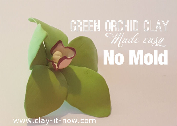 clay green orchid flower - orchid clay - without mold