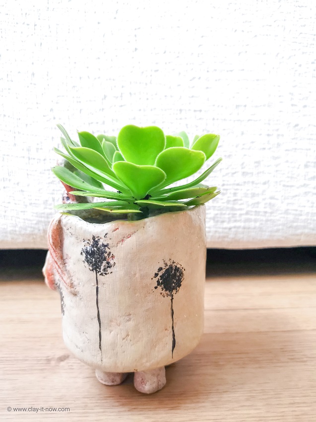 donkey planter jar and air dry clay - copycat pottery