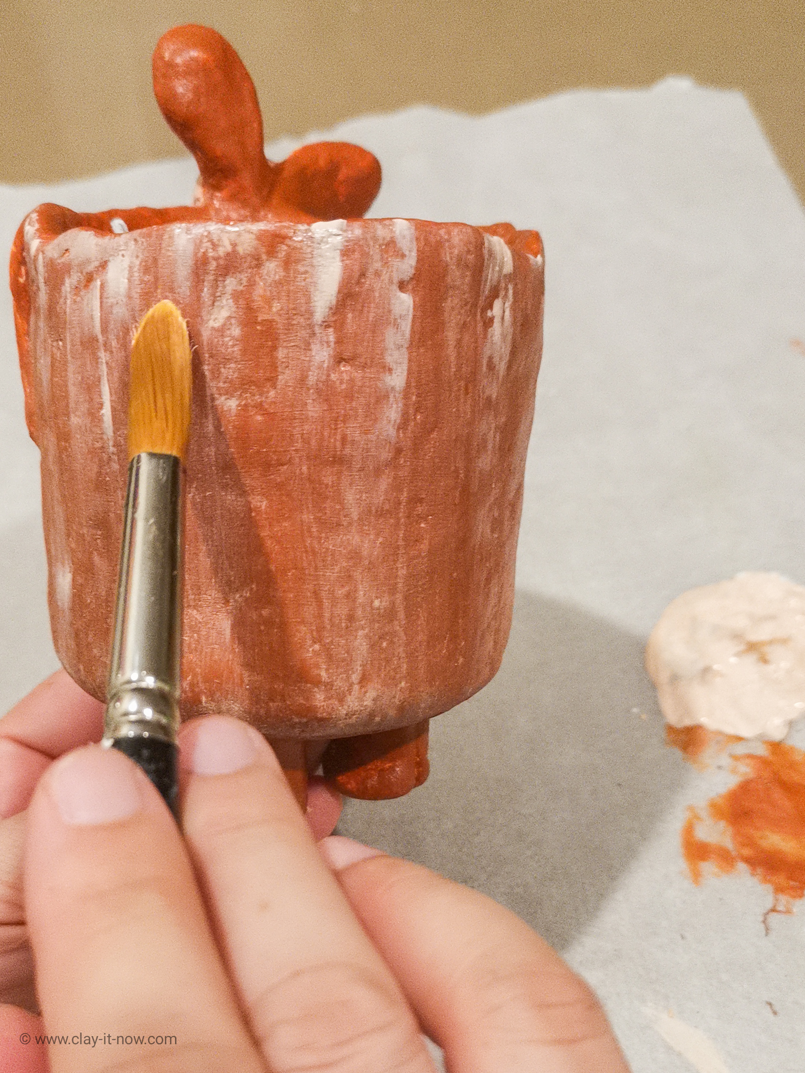 donkey planter jar and air dry clay - how to paint