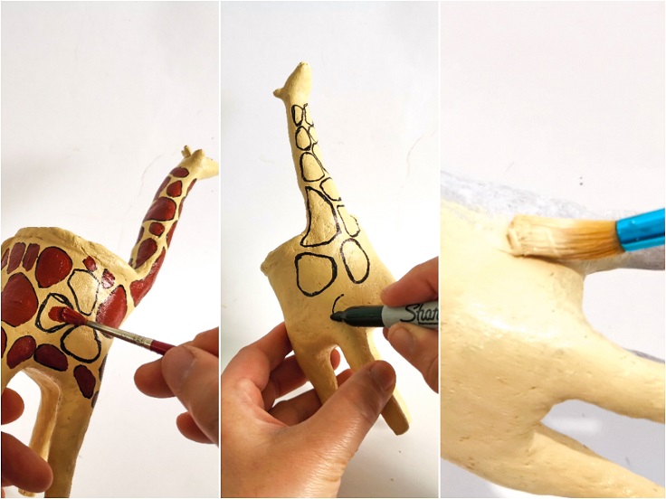 how to make giraffe planter with homemade paper clay