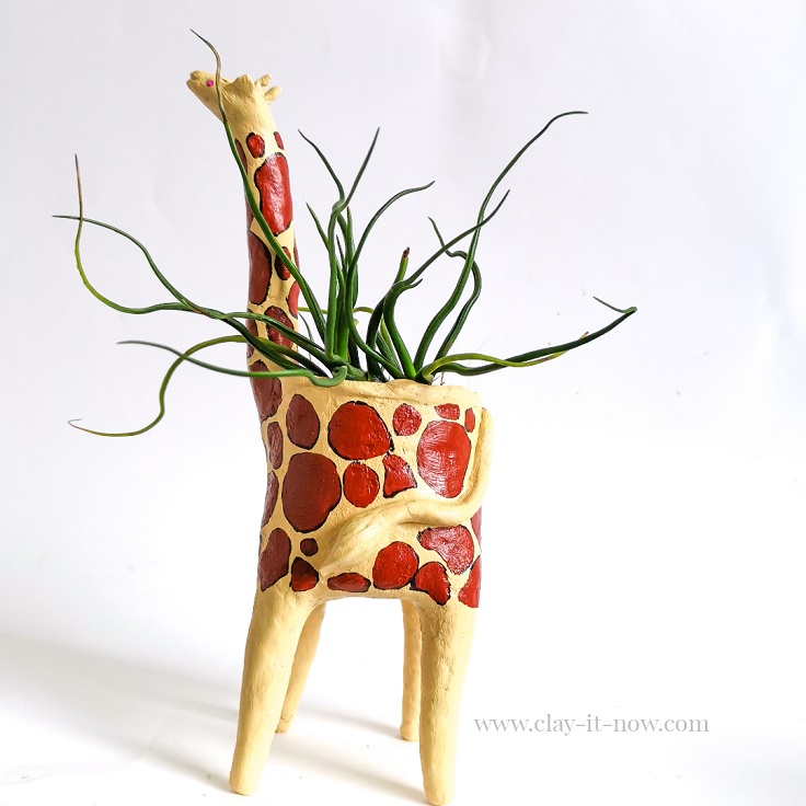 Cute Giraffe Planter with paper clay