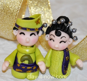 Malay wedding, Bride & groom mini figurine in Traditional Malay outfit