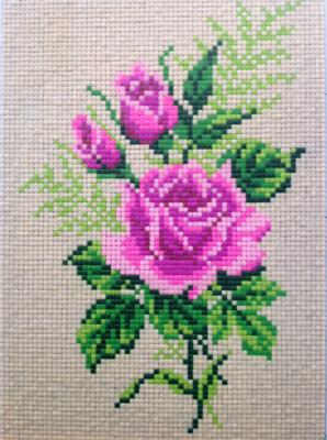 Clay Mosaic - Rose made from cross stitch pattern