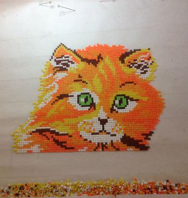 cat clay mosaic in progress