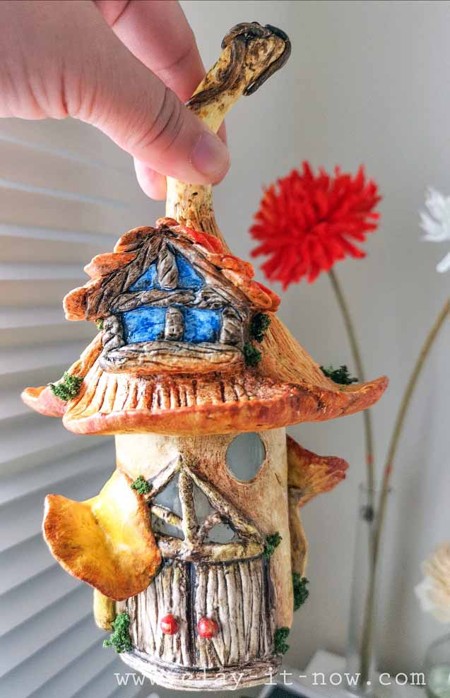 mushroom fairy house-chanterelle mushroom - clayitnow