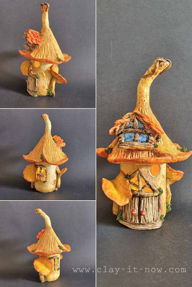 mushroom fairy house air dry clay tutorial - clayitnow