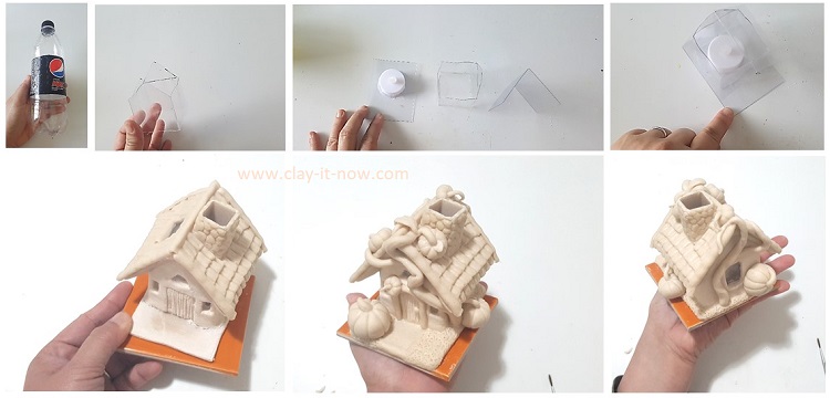 little pumpkin cottage house DIY with air dry clay or salt dough.