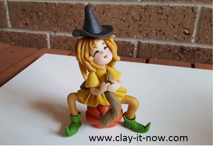 pumpkin girl, how to make pumpkin clay, halloween decorations, figurine with homemade clay - 1