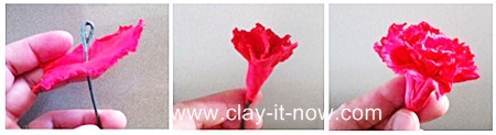 red carnation, carnation, clay flower