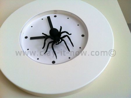 friendlyspider, spiderclay, clockwithspider, spiderforhomedecoration