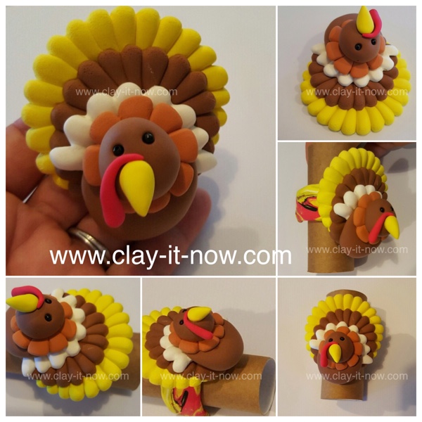 thanksgiving turkey clay, turkey, thanksgiving, turkey clay napkin ring-video tutorial