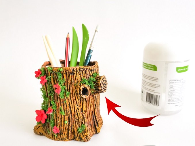 DIY Idea - Beautiful Tree Trunk Clay Tutorial - Pencil Holder