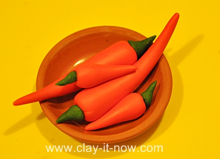 chilies clay miniatures, vegetable clay